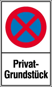 Halteverbotsschild »Symbol: Absolutes Halteverbot, Text: Privat …