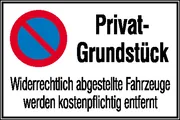 Halteverbotsschild »Symbol: Eingeschränktes Halteverbot, Text: Privat …