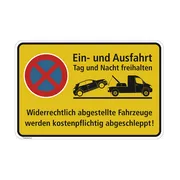 Hinweisschild Ein- und Ausfahrt Tag und Nacht freihalten 