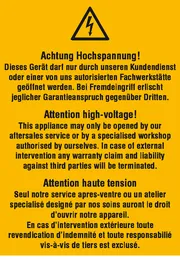 Warn-​Kombischild »Achtung Hochspannung! Dieses Gerät darf nur durch …