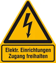 Warn-​Kombischild »Elektrische Einrichtungen Zugang freihalten« 